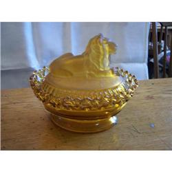 Imperial Glass Frosted Lion Dish #1143140