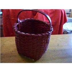 Early Red Painted Splint Basket #1143144