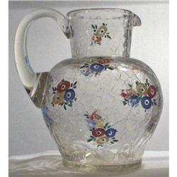 8.25"  RARE Mouth Blown Czech Crackle Glass #1143221