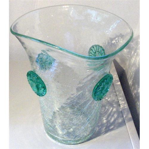 9 5 C439 Blenko Crackle Glass Vase Green Prunt 1143222