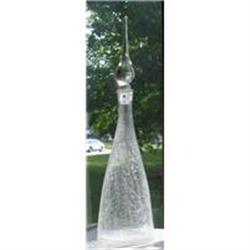 18" PILGRIM CRACKLE GLASS DECANTER W FLAME STPR#1143226