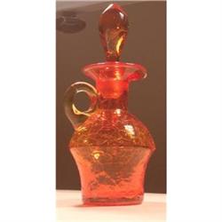 6.45" RAINBOW ORANGE CRACKLE GLS CRUET W STOPPR#1143228