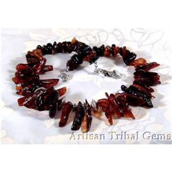 Baltic Amber Sterling Silver Spike Necklace #1143245
