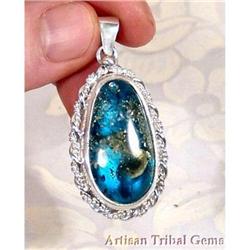 Exotic Teardrop Blue Amber Sterling Silver #1143249