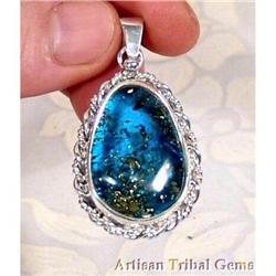 Radiant Blue Baltic Amber Sterling Silver Rope #1143250