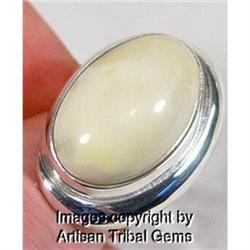 Ultra Modern WHITE Baltic Amber Sterling Ring #1143285