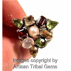 Superb HEAVY Gemstone Tribal Ring #1143294