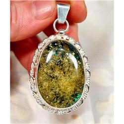 Finest Designer Blue Amber Sterling Pendant #1143312