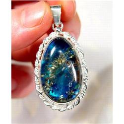 Pristine Glow of Blue Amber Sterling Pendant #1143315