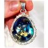 Image 1 : Bewitching BLUE Amber Sterling Pendant #1143319