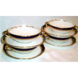 Four Coalport Cobalt and Gold Cream Soups & #1144424