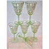 Image 1 : Six Floral Cut Green Depression Glass Goblets #1144427
