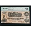 Image 1 : 1862-63 $100 Confederate States of America Note PMG 63