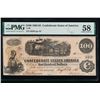 Image 1 : 1862-63 $100 Confederate States of America Note PMG 58