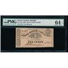 Image 1 : 1863 Ten Cent Raleigh NC Obsolete Note PMG 64EPQ