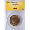 Image 1 : 1964-D Kennedy Half Dollar Coin ANACS MS65 AMAZING TONING
