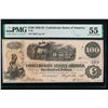Image 1 : 1862-63 $100 Confederate States of America Note PMG 55
