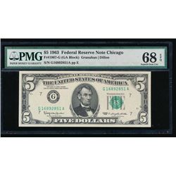 1963 $5 Chicago Federal Reserve Note PMG 68EPQ