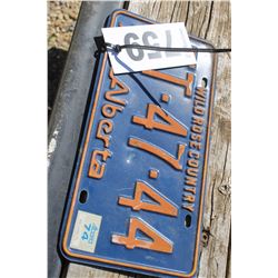 ALBERTA LICENSE PLATE (BLUE/ORANGE)