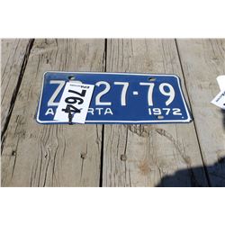 1972 ALBERTA LICENSE PLATE (BLUE/WHITE)