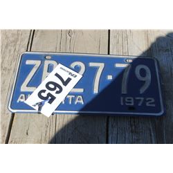 1972 ALBERTA LICENSE PLATE (BLUE/WHITE)