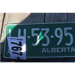 1971 ALBERTA LICENSE PLATE (GREEN/WHITE)