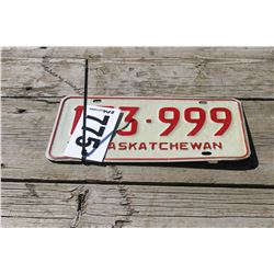SASKATCHEWAN LICENSE PLATE (RED)