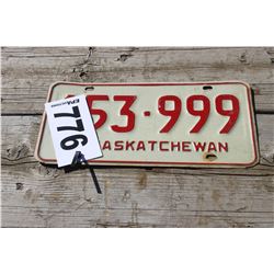 SASKATCHEWAN LICENSE PLATE (RED)
