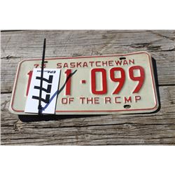 1973 SASKATCHEWAN LICENSE PLATE (RED)