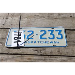 SASKATCHEWAN LICENSE PLATE (BLUE)