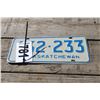 Image 1 : SASKATCHEWAN LICENSE PLATE (BLUE)
