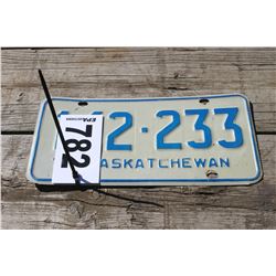 SASKATCHEWAN LICENSE PLATE (BLUE)