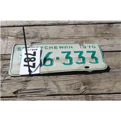 1970 SASKATCHEWAN LICENSE PLATE