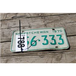 1970 SASKATCHEWAN LICENSE PLATE