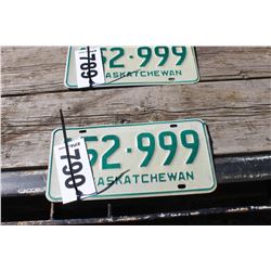SASKATCHEWAN LICENSE PLATE (152-999)