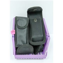 SMALL TRAY OF ASSORTED KNIFE SLEEVES FOR BELTS