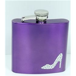 ST. STEEL PURPLE 6OZ JEWELED HEEL FLASK