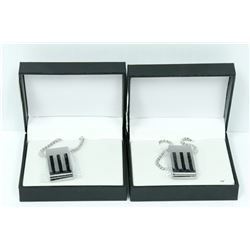 2PK OF ST. STEEL 24" TRIPLE BLACK LINE PENDANT