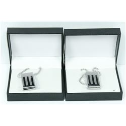 2PK OF ST. STEEL 24" TRIPLE BLACK LINE PENDANT