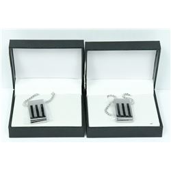 2PK OF ST. STEEL 24" TRIPLE BLACK LINE PENDANT