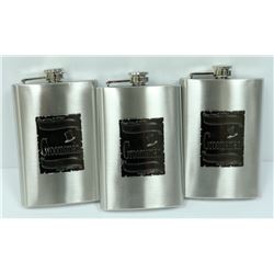 3PK ST. STEEL "GROOMSMAN" 8 OZ FLASKS