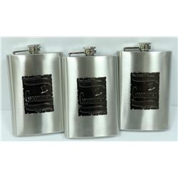 3PK ST. STEEL "GROOMSMAN" 8 OZ FLASKS