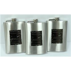 3PK ST. STEEL "GROOMSMAN" 8 OZ FLASKS