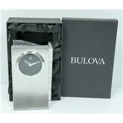 BULOVA CUSTOMIZABLE METAL PLAQUE STYLE DESK CLOCK