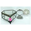 Image 1 : GLASS PENTAGON TRINKET BOX W/ 2 ROUND HEART