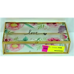 FLORAL GLASS "LOVE" GLASS TRINKET BOX