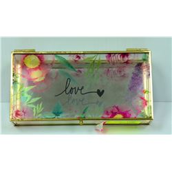 FLORAL GLASS "LOVE" GLASS TRINKET BOX