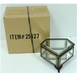 2PK GLASS PENTAGON TRINKET BOXES