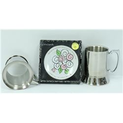 BUNDLE OF GLASS BOTTOM & TANKERED STEIN MUGS &