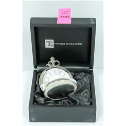 SILVER TEXTURED BORDER POCKET WATCH